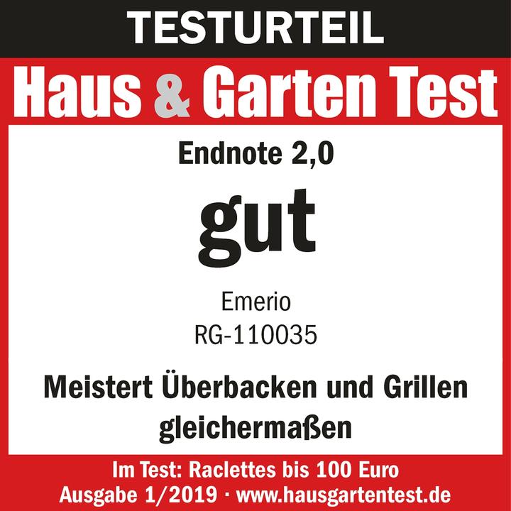 Actual product image Emerio Raclette appliance