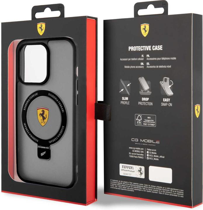 Produktbild Ferrari FEHMP15XUSCAK iPhone 15 Pro Max 6.7" czarny/black hardcase Ring Stand 2023 Collection MagSaf (Apple iPhone 15 Pro Max)