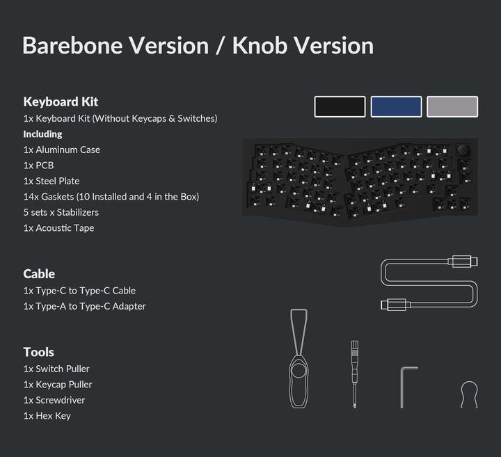 Image du produit Keychron Key Q8 Alice Alu RGB ISO Black H Q8-E1 (Barebone, Filaire)