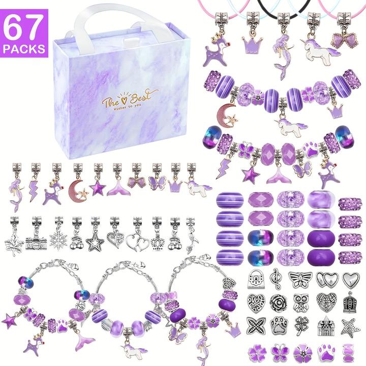 Produktbild Activity Board 67pcs Schmuck machen Kit - Charm Armband Making Kit, einschliesslich 60 Charm Perlen, 3