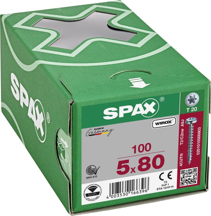 Actual product image Spax Half-Round Head T-Star Plus T20 Fully Threaded Wirox (100 Screws per piece)