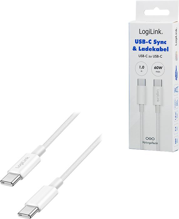 Produktbild LogiLink USB C – USB C (1 m, USB 2.0, 60 W)