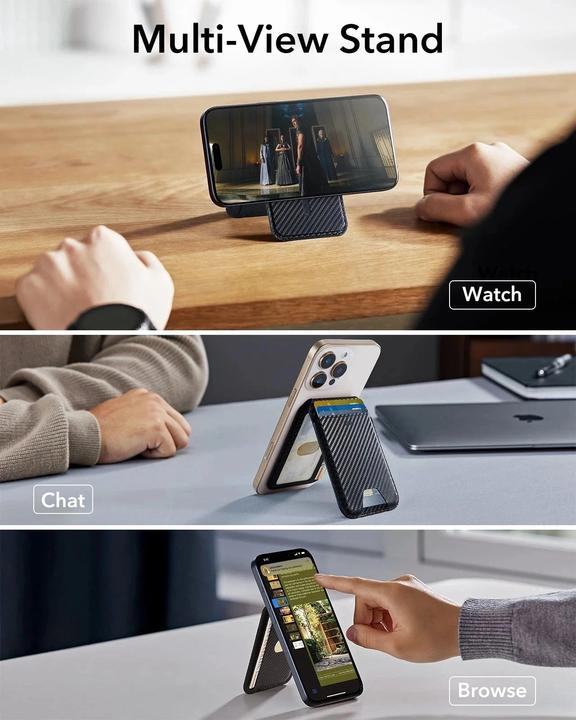 Actual product image ESR Classic Magnetic Wallet Stand, Caramel Brown