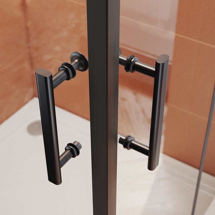 Produktbild SONNI Duschkabine mit Eckeinstieg, 100 x 120 cm, schwarze Dusche, Höhe 195 cm, mit Schwingtüren 6 mm (100 cm, 120 cm, 195 cm)