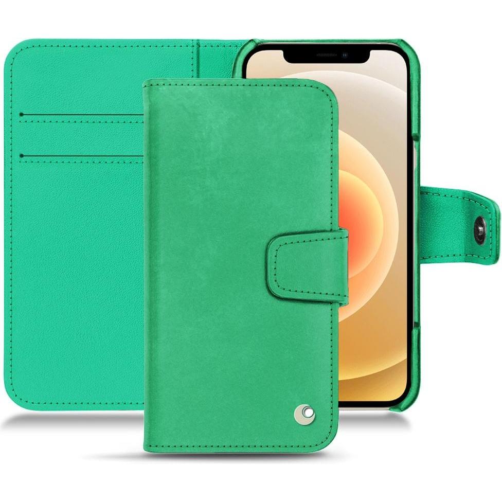 Noreve Lederschutzhülle Wallet (Apple iPhone 12), Smartphone Hülle, Grün