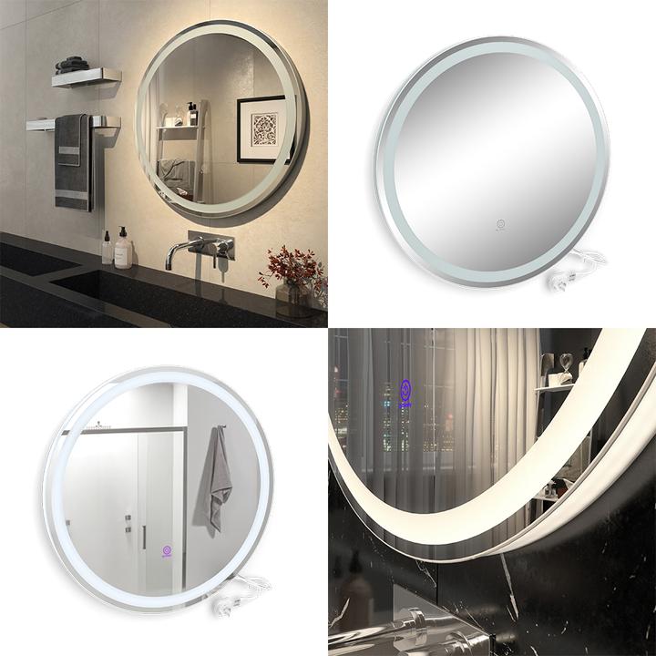 Actual product image Vicco Spiegel mit LED-Beleuchtung Lumos, Weiss, 70 cm mit Touchschalter (Ø 70 cm)
