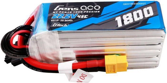 Gens Ace G-Tech 1800mAh 22.2V 45C 6S1P Lipo Battery Pack with XT60 Plug (22.20 V, 1800 mAh)