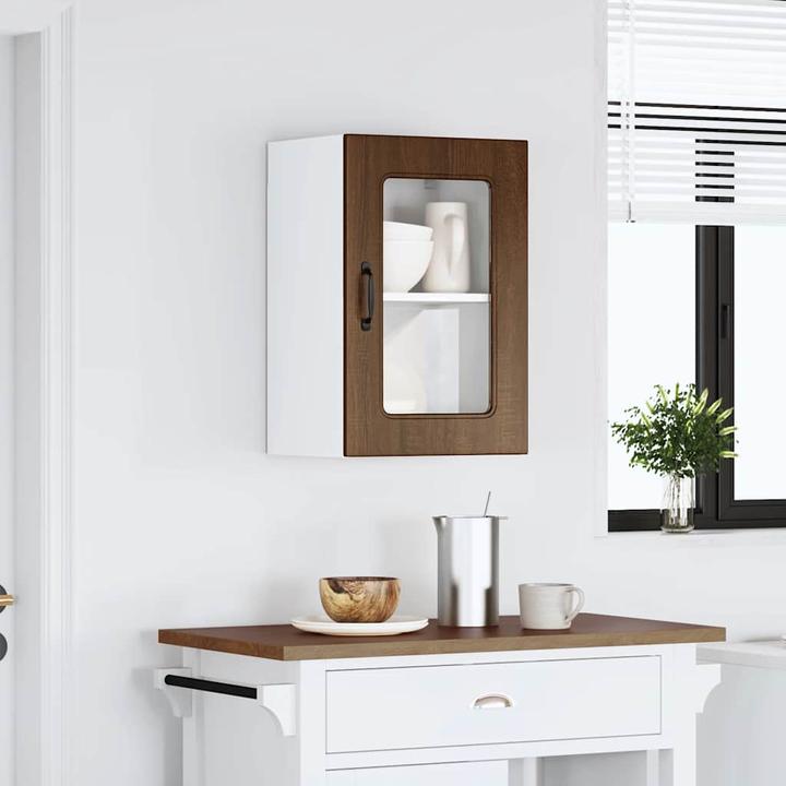 Produktbild VidaXL Küchen-Hängeschrank mit Glastür Kalmar Braun Eichen-Optik (40 x 31 x 60 cm)