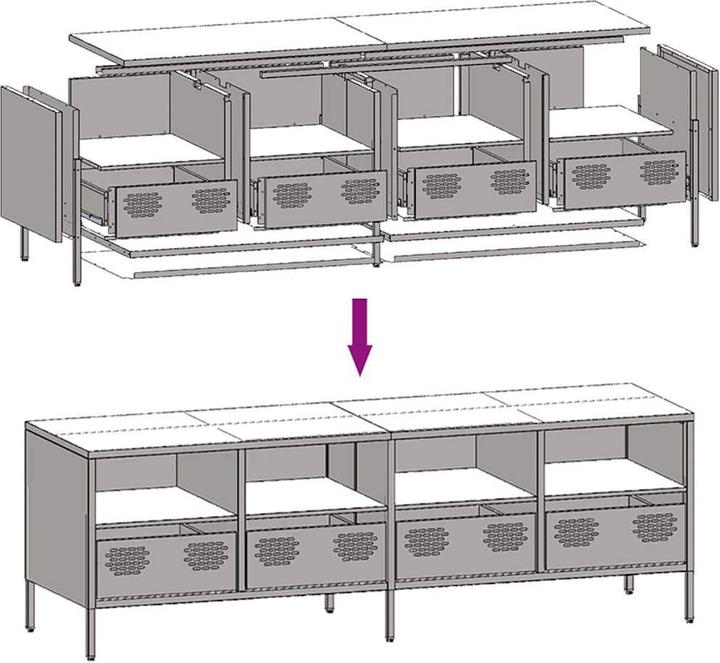 Produktbild vidaXL TV Schrank Lowboard Fernsehschrank Fernsehtisch Kaltgewalzter Stahl (135 x 39 x 43.5 cm)