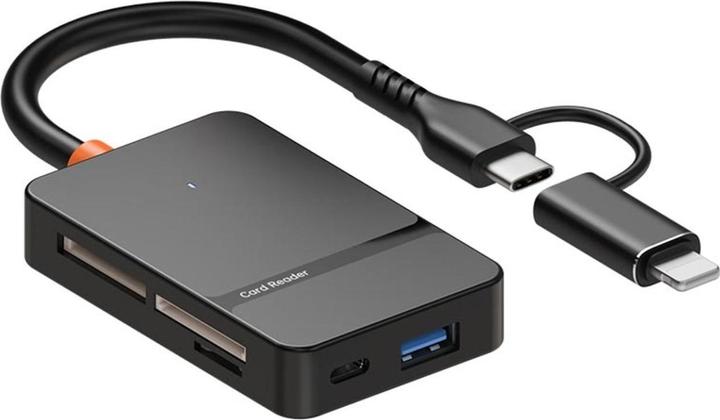 Actual product image PowerGuard 8-in-1 USB-C Lightning Hub with USB-A, SD, MicroSD, CF, MS Cardreader (Lightning, USB-C, MicroDot)