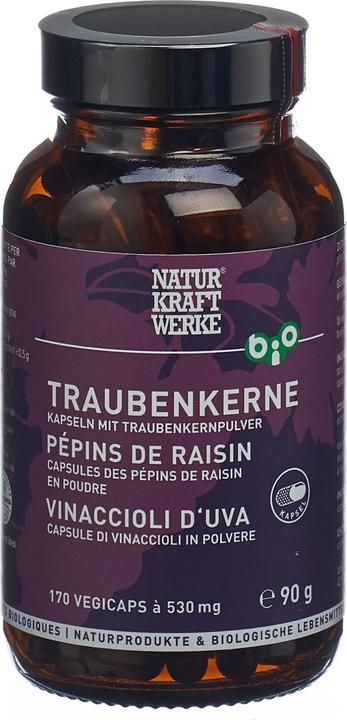 Image du produit NaturKraftWerke Pépins de raisin vegicaps à 530mg bio caps (170 pièce(s), Capsules, 300 g)