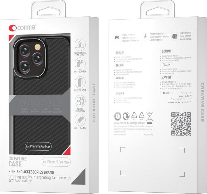 Productafbeelding Comma Hoesje Kevlar Mag voor iPhone 15 Pro Max zwart (Apple iPhone 15 Pro Max)