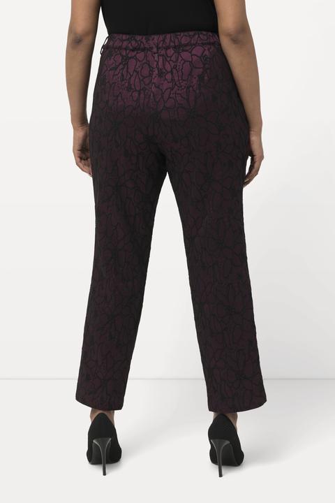 Actual product image Ulla Popken Textured Floral Straight Leg Cigarette Pants (54)