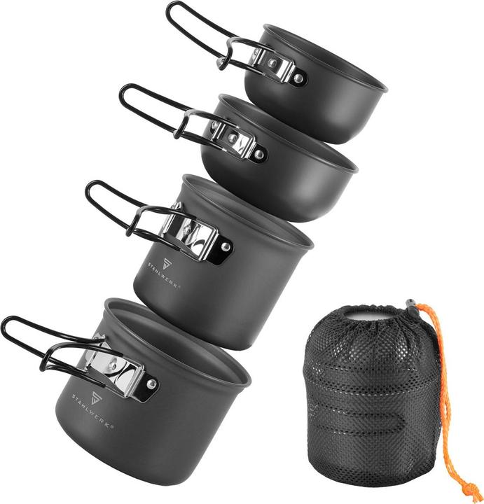 Produktbild Stahlwerk Camping Kochtopf-Set 4-teilig aus Aluminium Outdoor Kochgeschirr Set