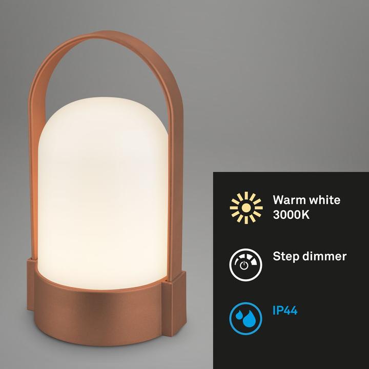 Produktbild Briloner Akku LED Tischleuchte, Braun metallic matt, IP44