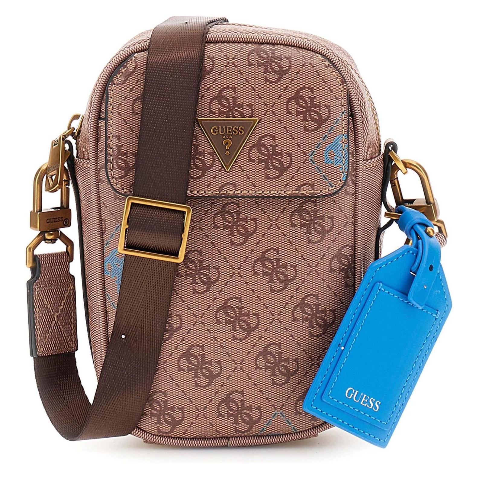 Guess, Herren, Handtasche, Milano Crossbody Micro Bag, Braun, Beige, Blau