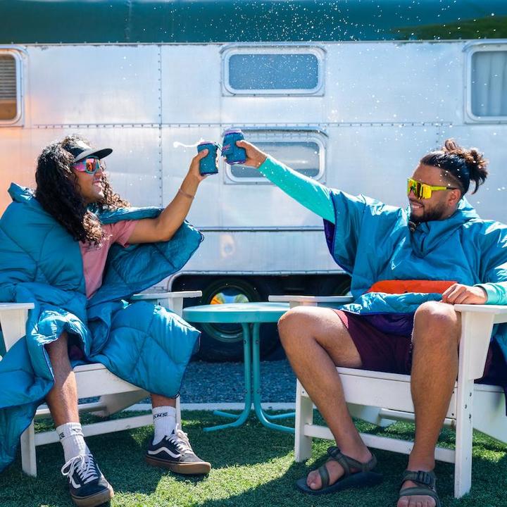 Actual product image Rumpl Travel Blanket Nanoloft Puffy Harbor Blue