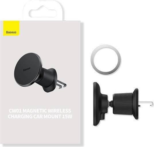Productafbeelding Baseus Magnetische autotelefoonhouder CW01 aan ventilatierooster met autolader USB-C, 15W + 25W (zwart)