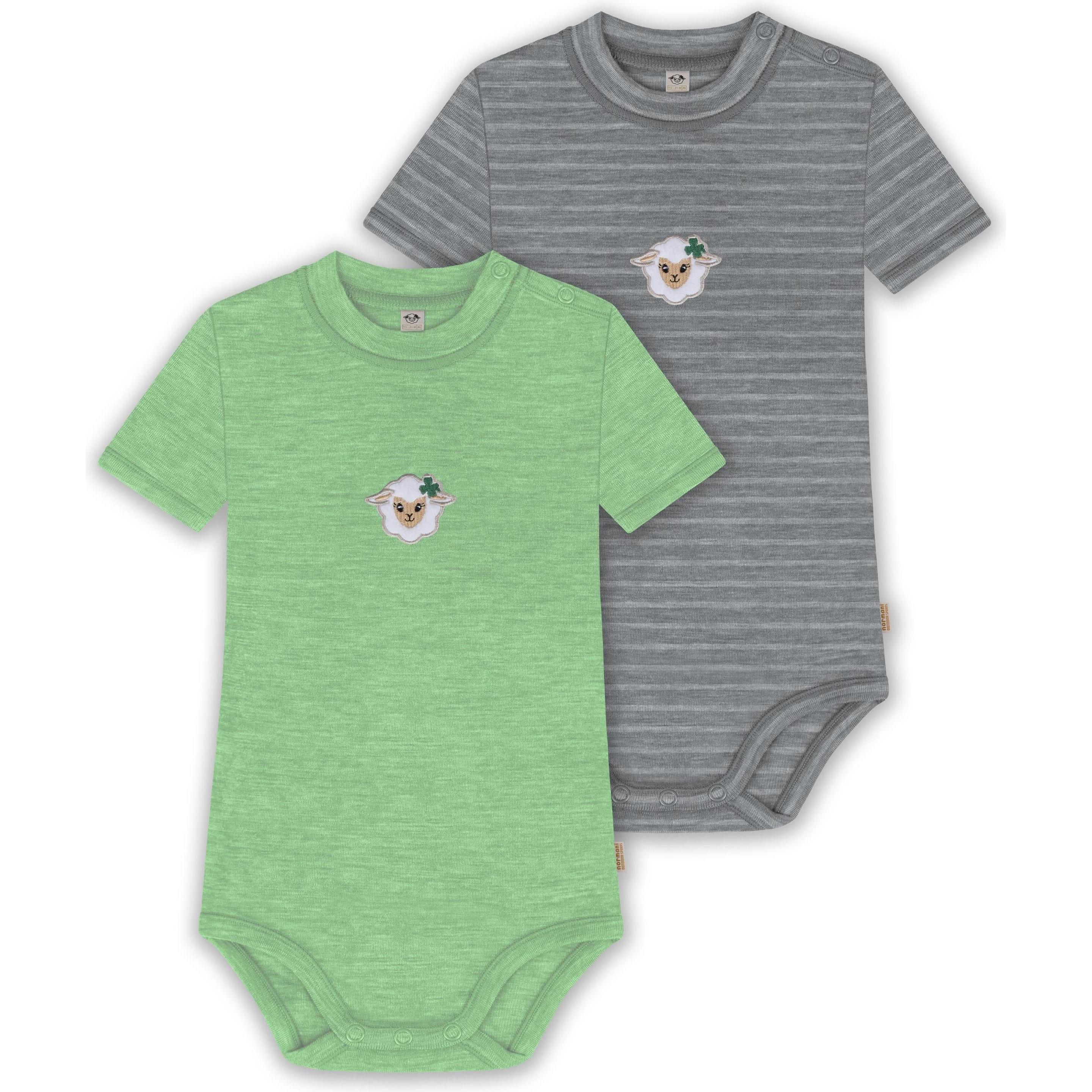 Normani, Herren, Body, 2er Set Baby Merino Kurzarmbody „Tihoi" - 9321, Grün, (68)