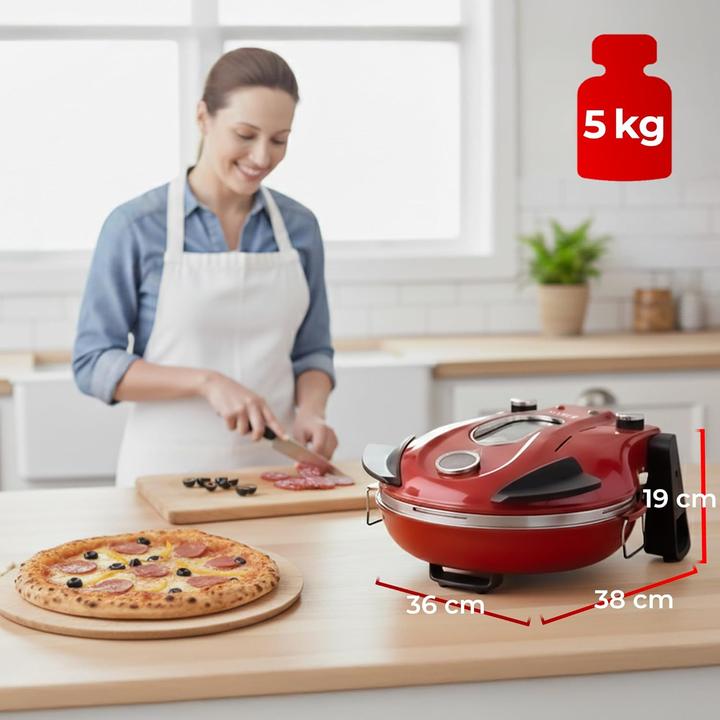 Image du produit KLAMER Pizzaofen elektrisch, Pizza Ofen mit ⌀ 31cm, 1200W, 400°C, abnehmbarer Keramik Pizzastei…
