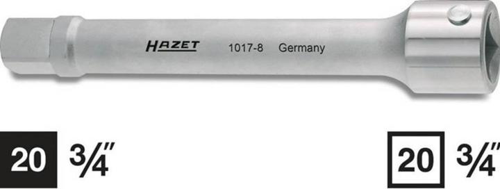 Produktbild HAZET Verlängerung 1017-8 ∙ Vierkant20 mm (3/4 Zoll) ∙ Vierkant 20 mm (3/4 Zoll)