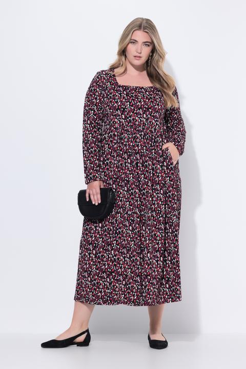 Produktbild Ulla Popken Maxikleid, A-Linie, Carré-Ausschnitt, Langarm (46, 48)