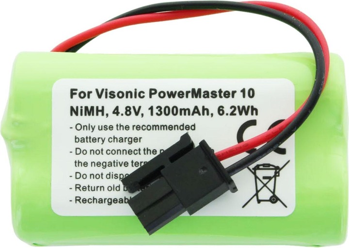 Actual product image AccuCell Battery suitable for Visonic PowerMaster 10 Akku-NiMH GP130AAM4YMX 4.8 Volt 1300mAh, max. 6.2Wh (1 pcs., Device specific, 1300 mAh, Chargers without battery)