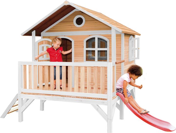 Produktbild Axi Stef Spielhaus Braun/weiss mit Rote Rutsche