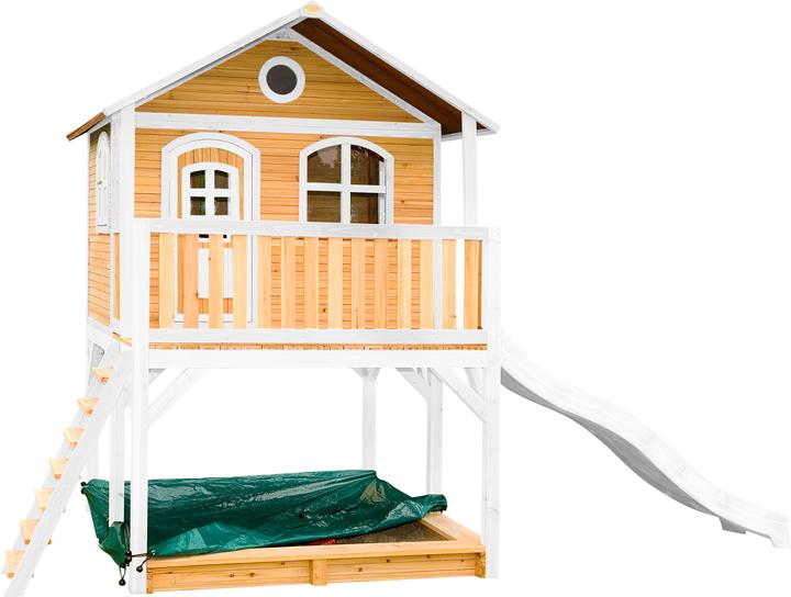 Image du produit Axi Marc Playhouse marron/blanc avec toboggan blanc