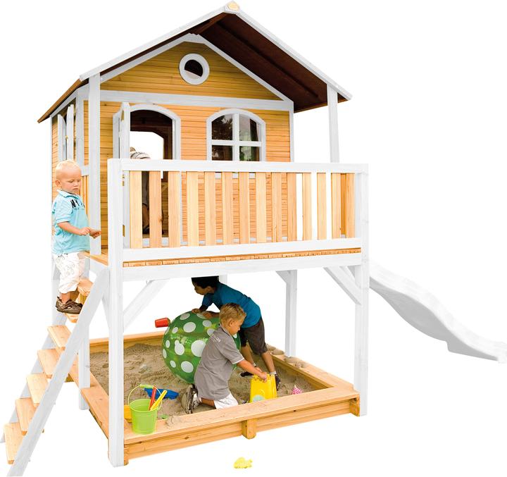 Image du produit Axi Marc Playhouse marron/blanc avec toboggan blanc