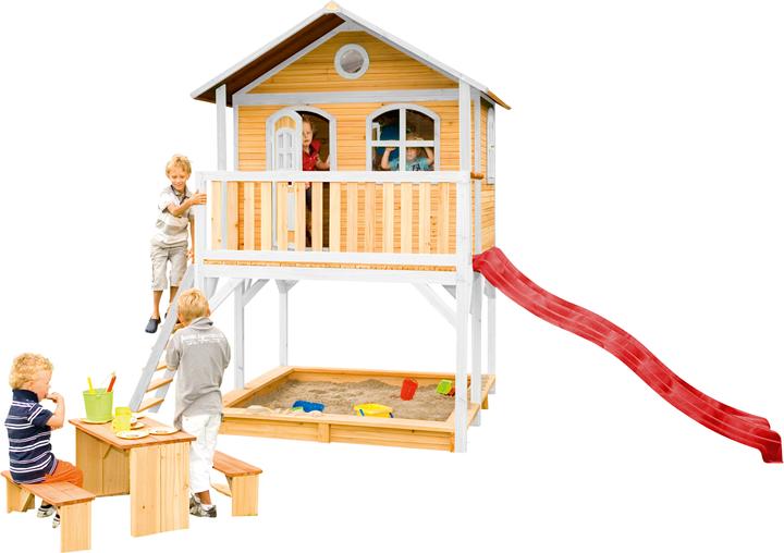 Actual product image Axi Marc Playhouse Brown / White with Red Slide