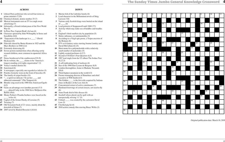 Actual product image The Sunday Times Jumbo General Knowledge Crossword Book 4 (English, Peter The Times Mind Games Biddlecombe, 2023)