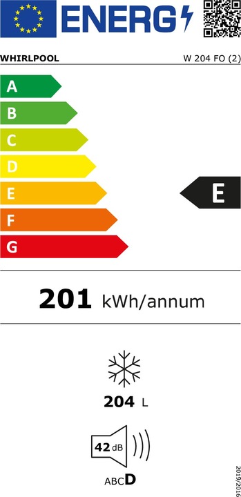 Label énergétique Whirlpool W 204 FO (Autonome, 204 l)