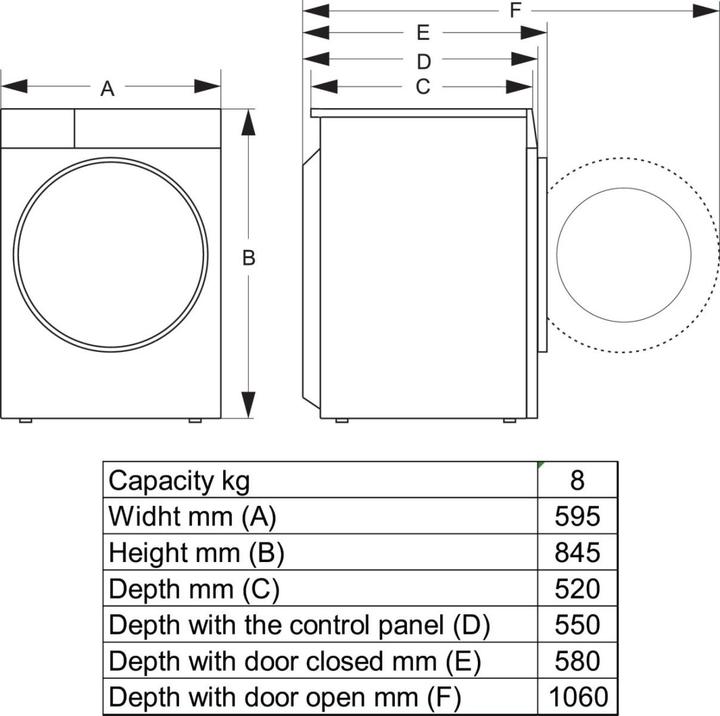 Produktbild Hisense DH3S802BW3 (8 kg, Wechselbar)