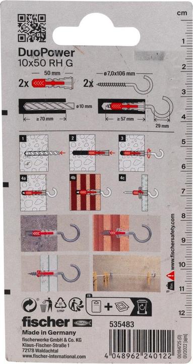 Image du produit Fischer DUOPOWER 10 x 50 avec crochet rond (2 pcs)