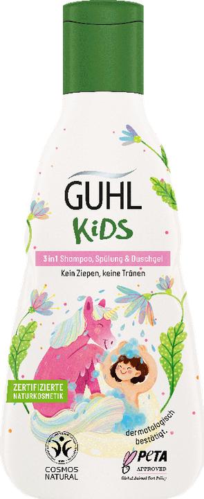 Immagine prodotto Guhl Kids 3in1 Shampoo, Spülung, Duschgel Mandelmilch (250 ml, Shampoo liquido)
