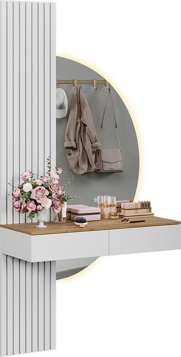 Vichy Vanity table Melina, White, 100 cm with LED mirror