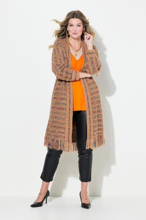 Produktbild Miamoda Long-Strickjacke, Straight Fit, Fransensaum (58)