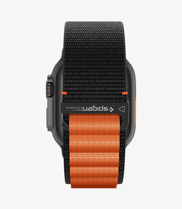 Produktbild Spigen WBF1 Armband für Apple Watch 44 / 45 / 46 / 49 mm - Schwarz und Orange (44 mm, 45 mm, 46 mm, 49 mm, Nylon)