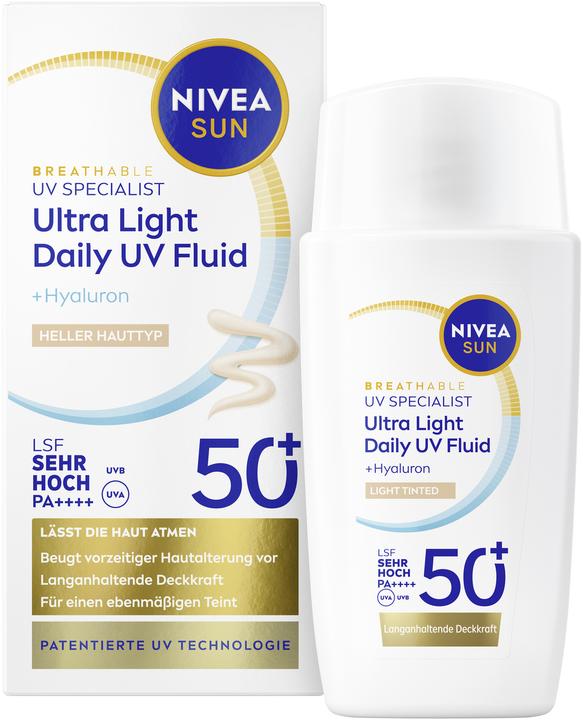 Actual product image NIVEA UV Face Expert Ultra Light Daily Fluid Light skin type SPF 50+ (Sun cream face, SPF 50+, 40 ml)