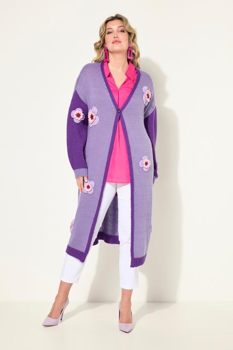 Produktbild Miamoda Strickjacke, Straight Fit, Blüten-Streifen, Langarm (46, 48)