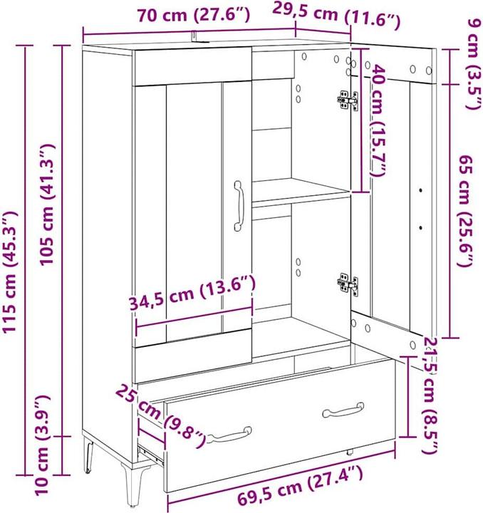 Image du produit vidaXL Highboard (31 x 70 x 115 cm)