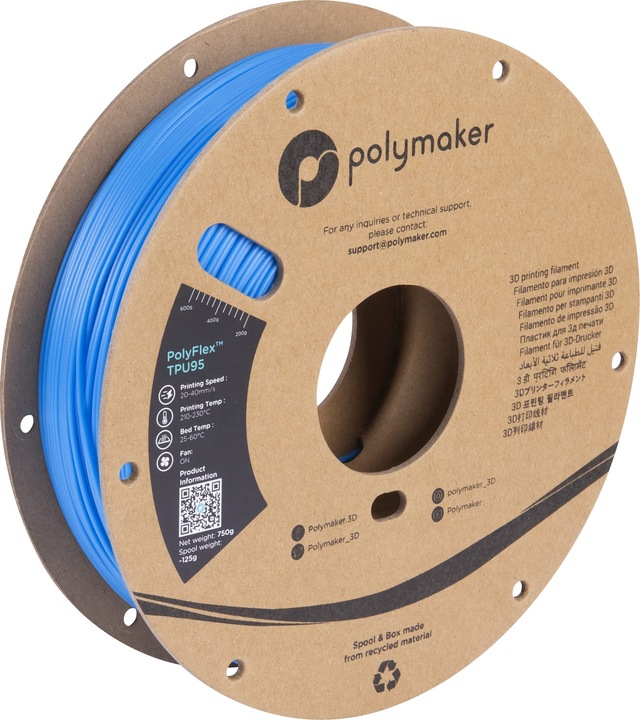 Actual product image Polymaker PolyFlex TPU95 V2 - Blue - 1.75mm (TPU, 1.75 mm, 750 g, Blue)