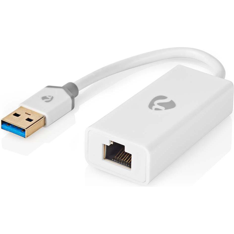 Nedis USB-A Adapter USB 3.2 Gen 1 USB-A Stecker RJ45 Buchse 1 Gbps 0.20 m Rund Vergold (U/FTP, CAT7, 0.20 m), Netzwerkka...