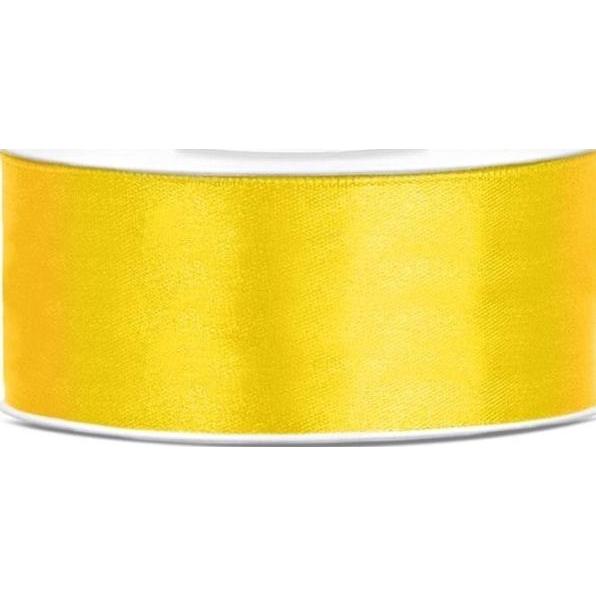 Thumbnail - Partydeco, Geschenkverpackung, Satin Ribbon, yellow, 25mm/25m (1 pc. / 25 lm) (Geschenkband, 1 x)