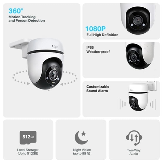 Immagine prodotto TP-Link Tapo C520WS 4MP 360° telecamera per esterni MicroSD (2560 x 1440 Pixels)