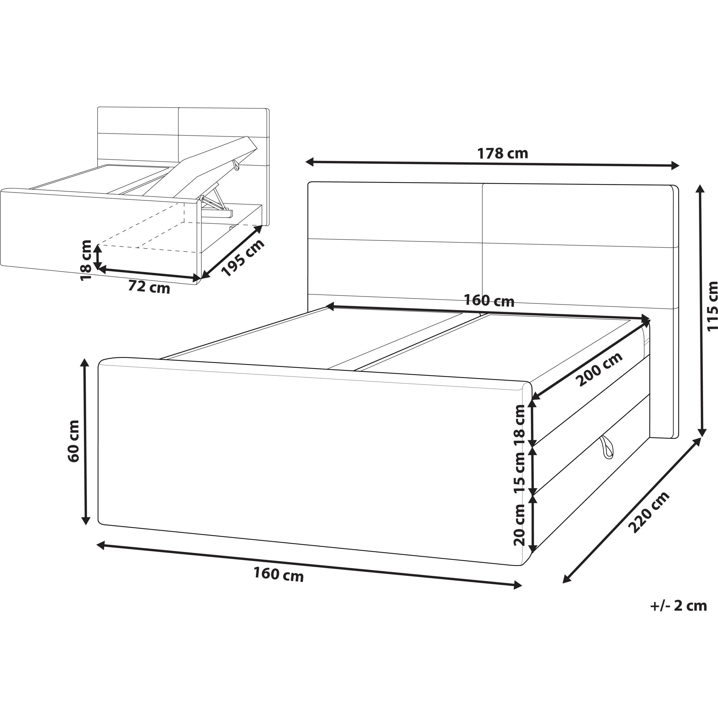 Thumbnail - Beliani, Boxspringbett, Aristocrat (160 x 200 cm)