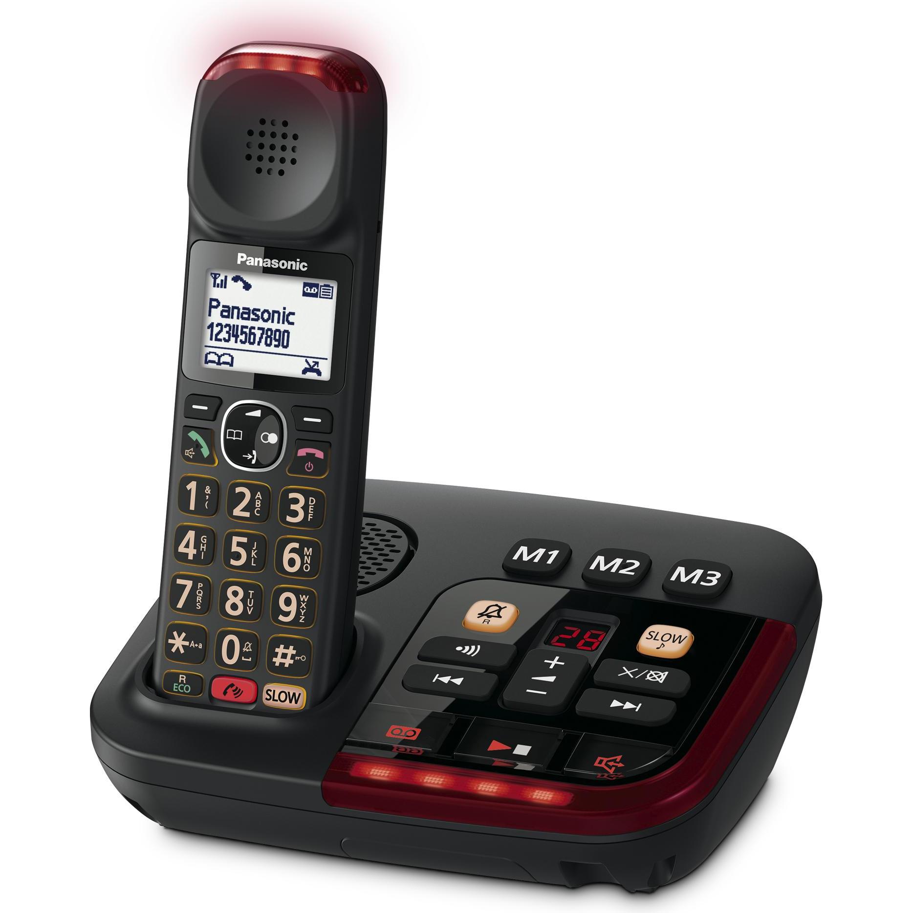 Panasonic KX-TGM420 Digitales Schnurlostelefon mit Anrufbeantworter, Telefon, Schwarz
