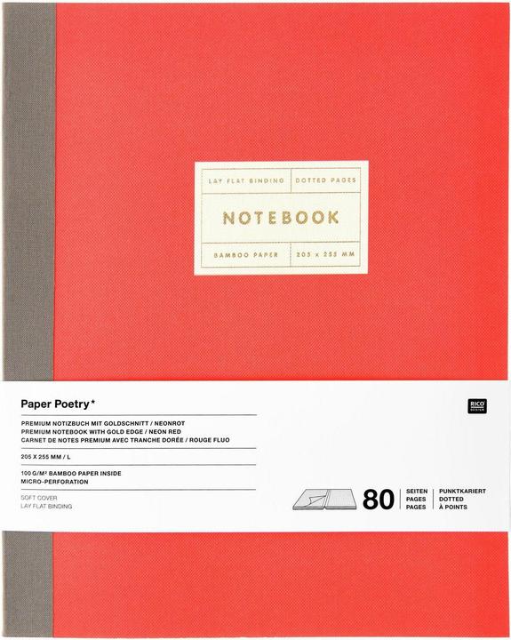 Produktbild Rico Design Notizbuch L, Neonrot (A4, Gepunktet, Harter Einband)