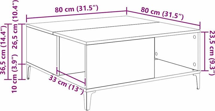 Image du produit vidaXL Kaffeetisch-Design (80 x 80 x 36.50 cm)